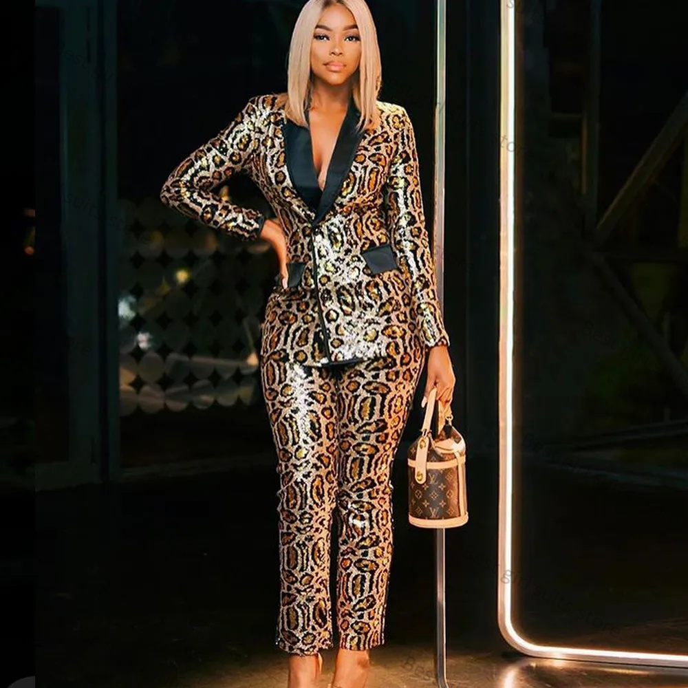 Leopard Printed 2 Piece Women  - Tailored Trouser Wide review and price