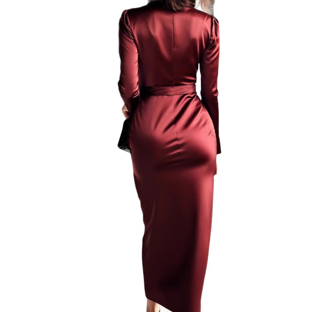 Autumn New Satin Long Sleeve D - Women Formal Wear Trends review and price