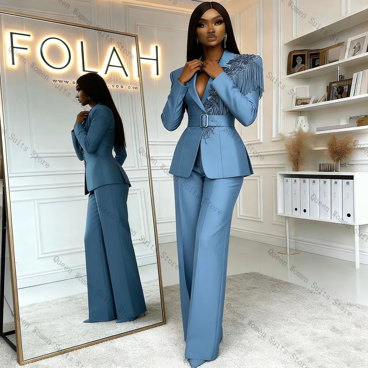 Tassel Blue Women Suit Pants S - Women Formal Wear With Blazer review and price