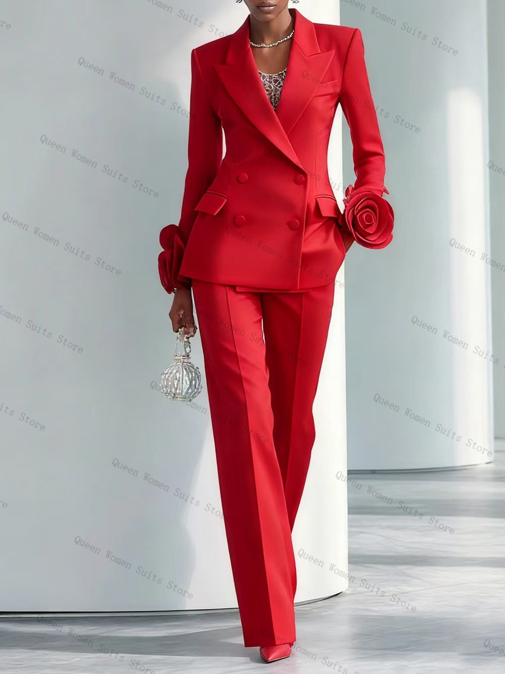 Luxury Red Women Suit Set 2 Pc - Women Luxury Formal Wear review and price