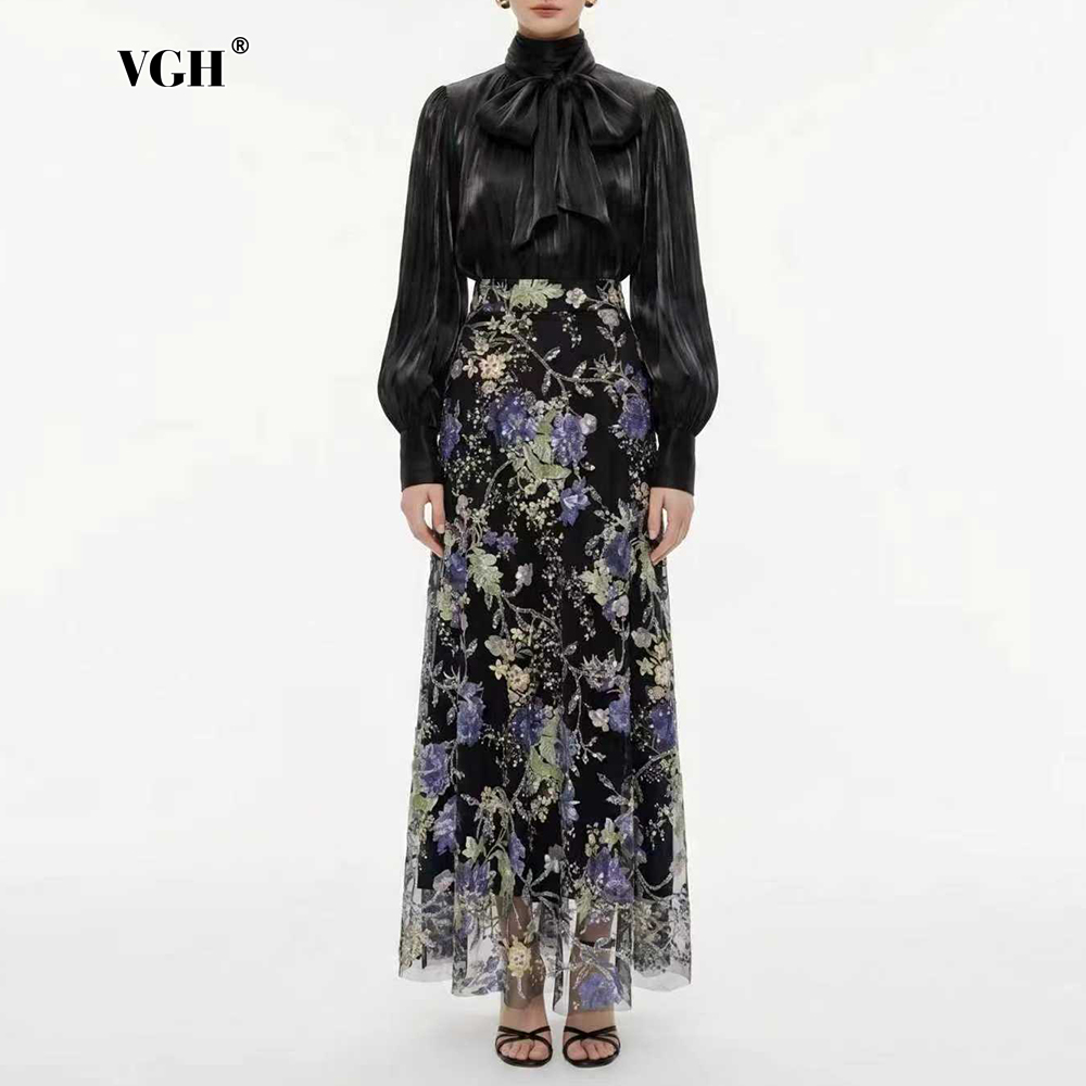 VGH Elegant Chic Black Floral  - Women Formal Blouses For Evening Wear review and price