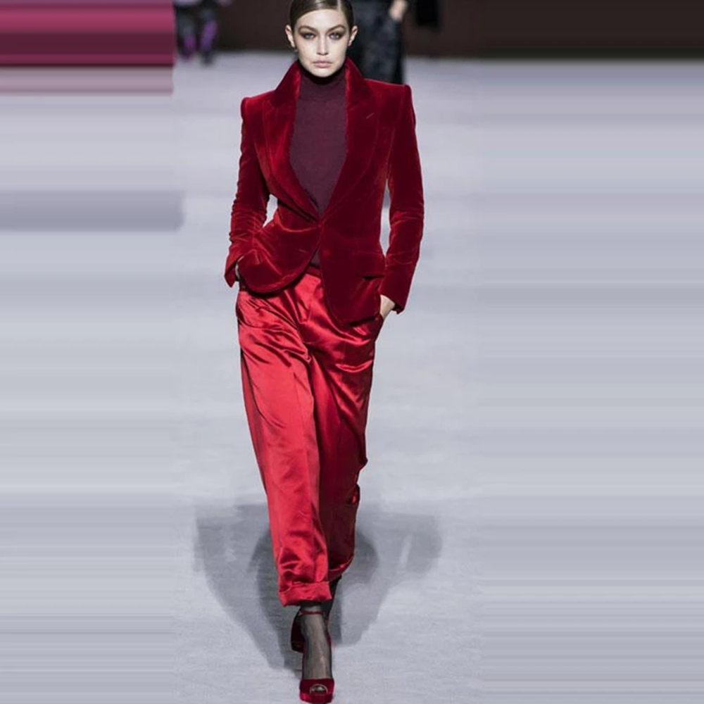 Women Pant Suits Wine Red Velv - Women Formal Wear With Blazer review and price
