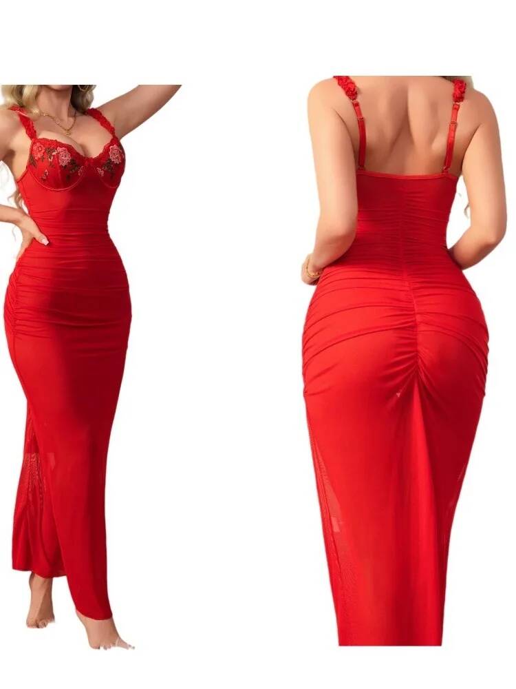 Red Ruched Dress With Strap Bo - Women Formal Wear Trends review and price