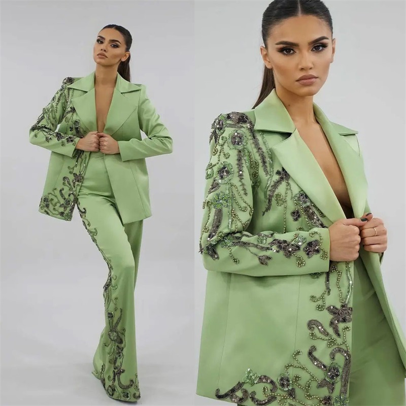 Designer Green Satin Women Sui - Women Luxury Formal Wear review and price