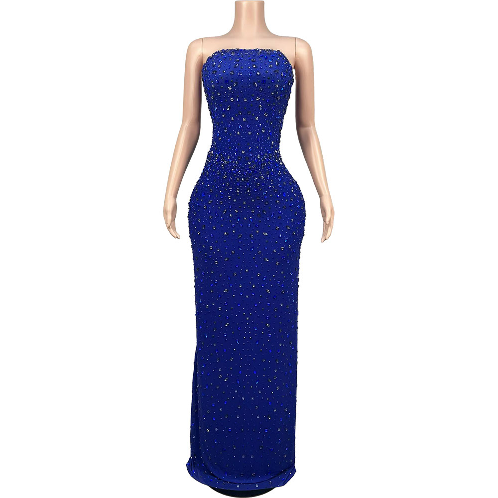 Sparkly Rhinestone Blue Strapl - Women Luxury Formal Wear review and price