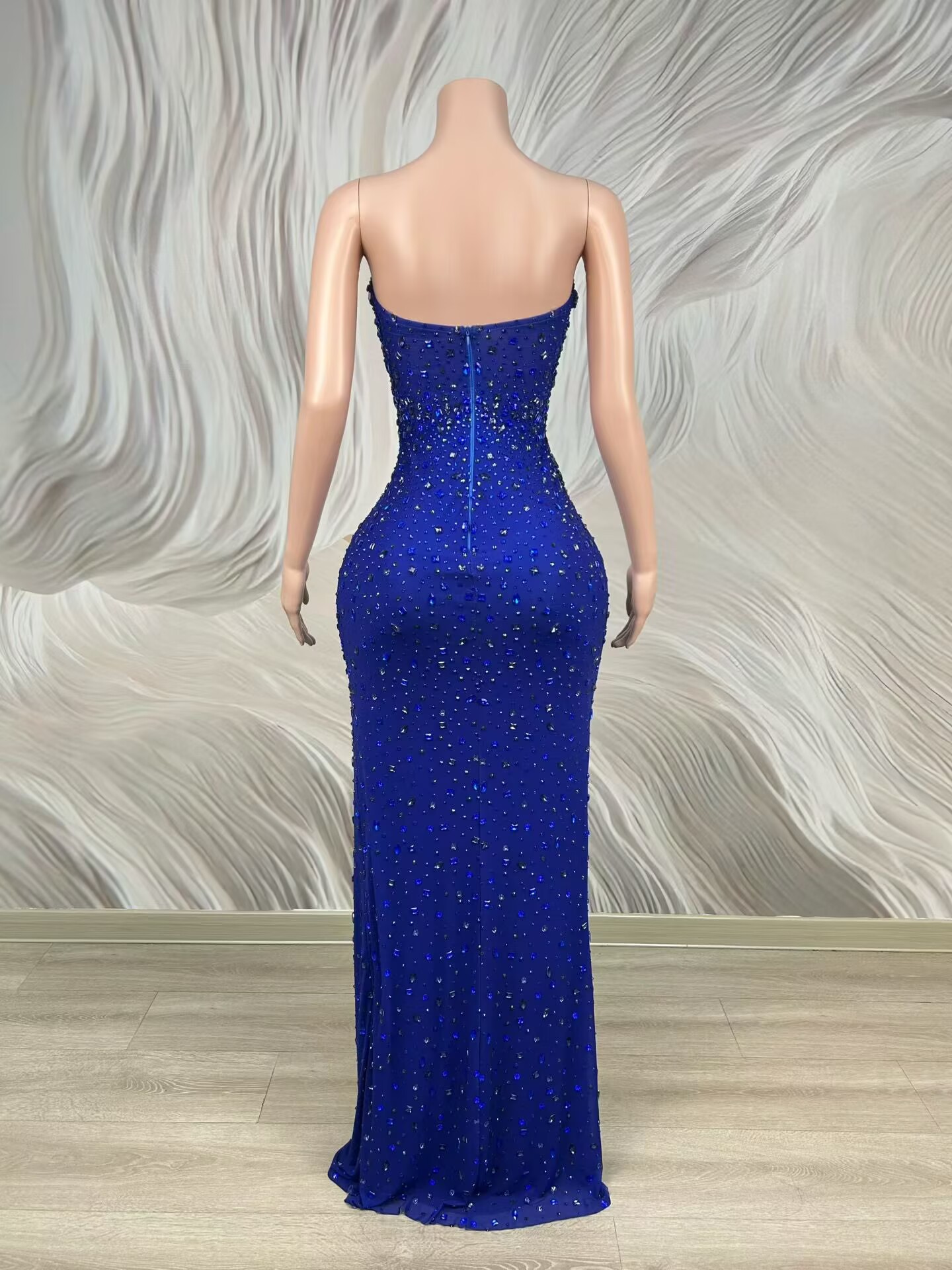 Sparkly Rhinestone Blue Strapl - Women Luxury Formal Wear review and price